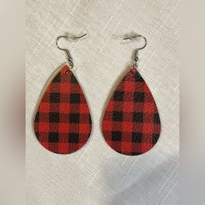 NEW Red/Black Buffalo Plaid Earrings